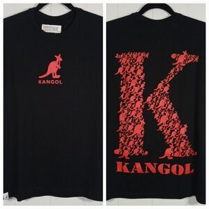 Kangol Shirt Kangaroo Logo 2-Sided Men's Small Black Tee Hip Hop Retro 90s Y2K